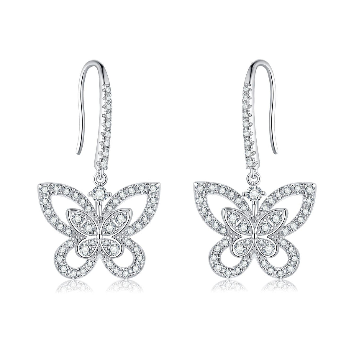 SH S925 Silver Moissanite Butterfly  Earrings