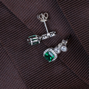Sterling Silver Emerald Rhinestone Stud Earrings SH-A73-E2020425