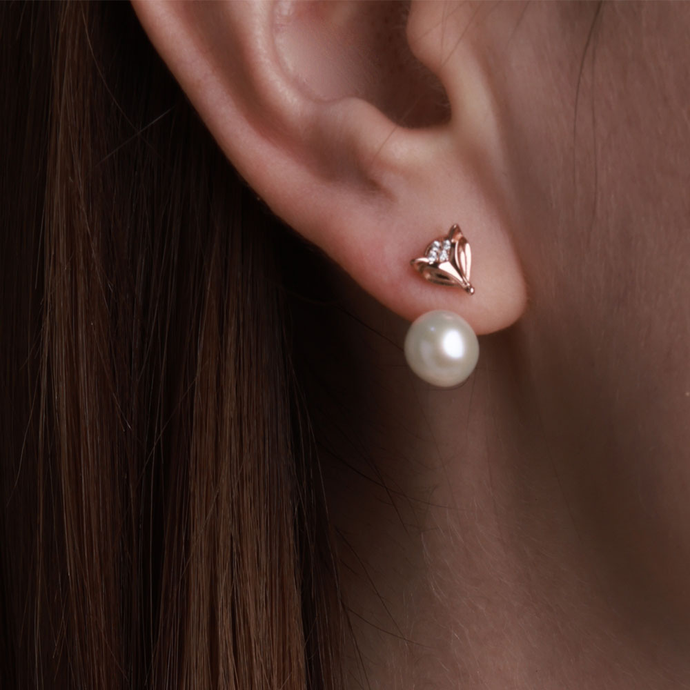 Rose Pearl Stud Earrings