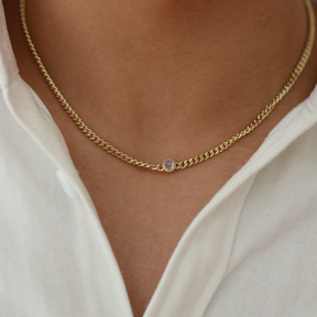 Chunky Curb Chain Moonstone Necklace