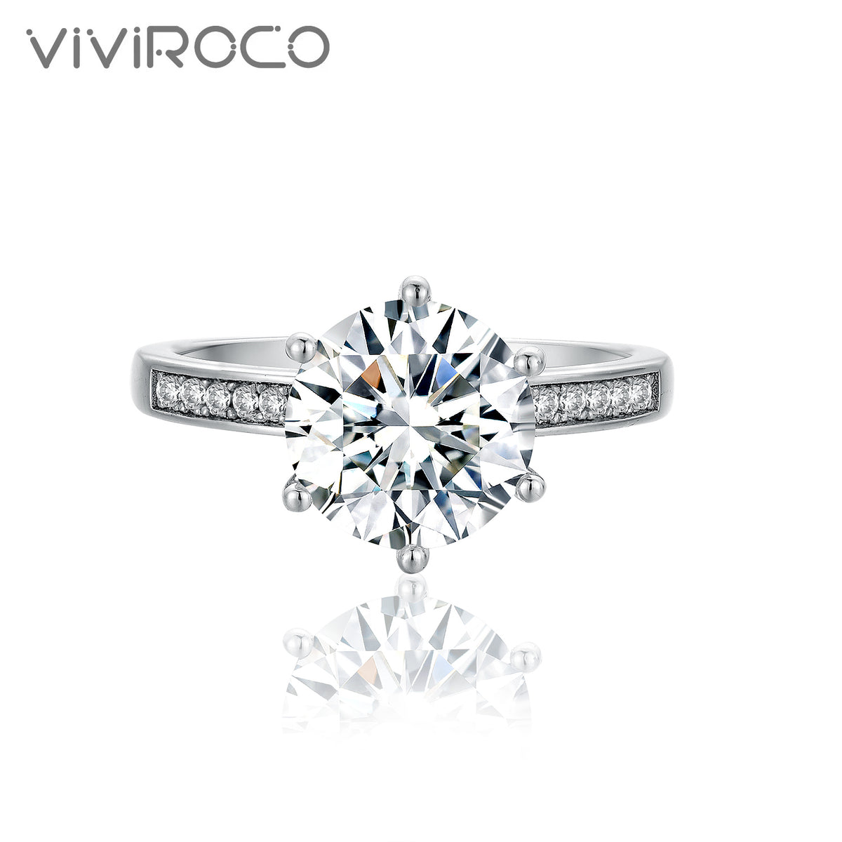 【02LIVE # link 36 - BUY 1 GET 1 free ring】S925 SilverLady Luck Silver Moissanite Ring 1/3 Carat RZHF001