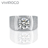 【02LIVE # link 21 - BUY 1 GET 1 free ring】RZHF009 S925 Silver Moissanite Ring 3 Carat