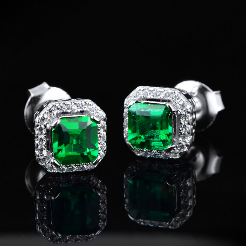 Sterling 925 Silver Emerald Stud Earrings SH-E2020275