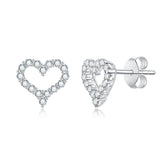 【02LIVE # link35  - BUY 1 GET 1 free ring】S925 Silver Moissanite Diamond Love ear Stud Earrings EM4031O