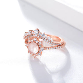 Rose Quartz Ring Set