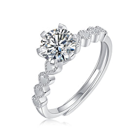 Adjustable Moissanite Heart to heart Rings R12359-6.5（BUY 1 GET 1 Present ）
