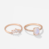 Moonstone Crown Ring Set