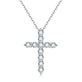 PM5004O Silver Moissanite Diamond Cross Pendant Necklaces