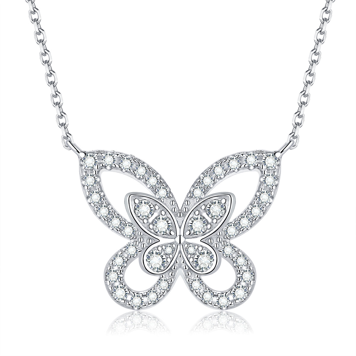 S925 Silver Moissanite Diamond Butterfly Necklaces PM5032O