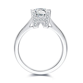 【02LIVE # link 61 - BUY 1 GET 1 free ring】RM1016 Silver Moissanite Diamond WH Ring 1/2Carat