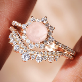Rose Quartz Ring Set