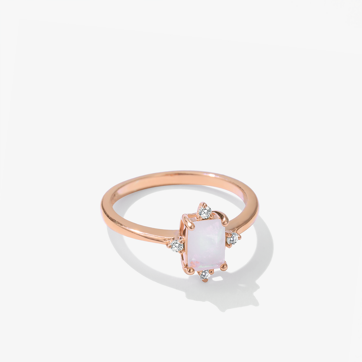 Rosy Moonstone Solitaire Ring