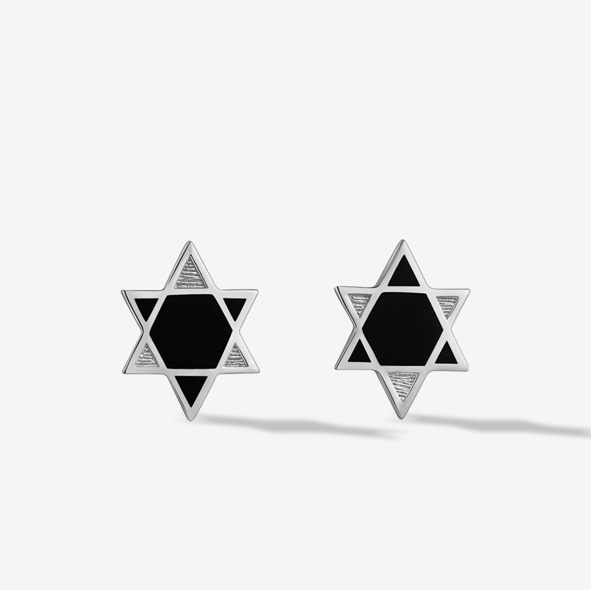 Silvery Hexa Star Studs