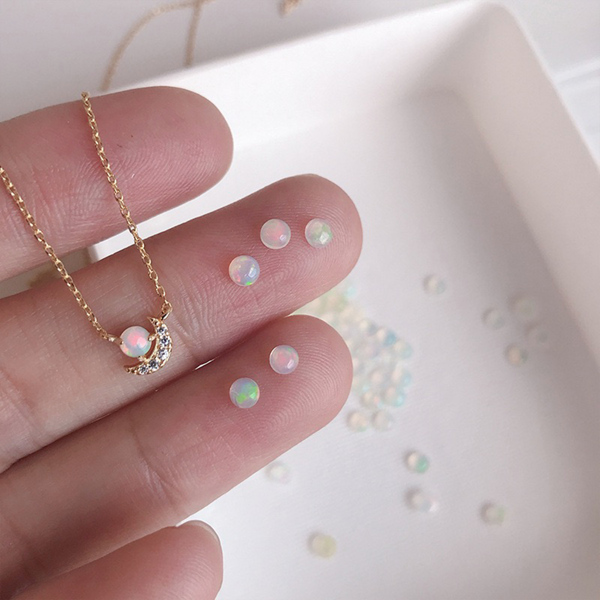 Opal Crescent Necklace