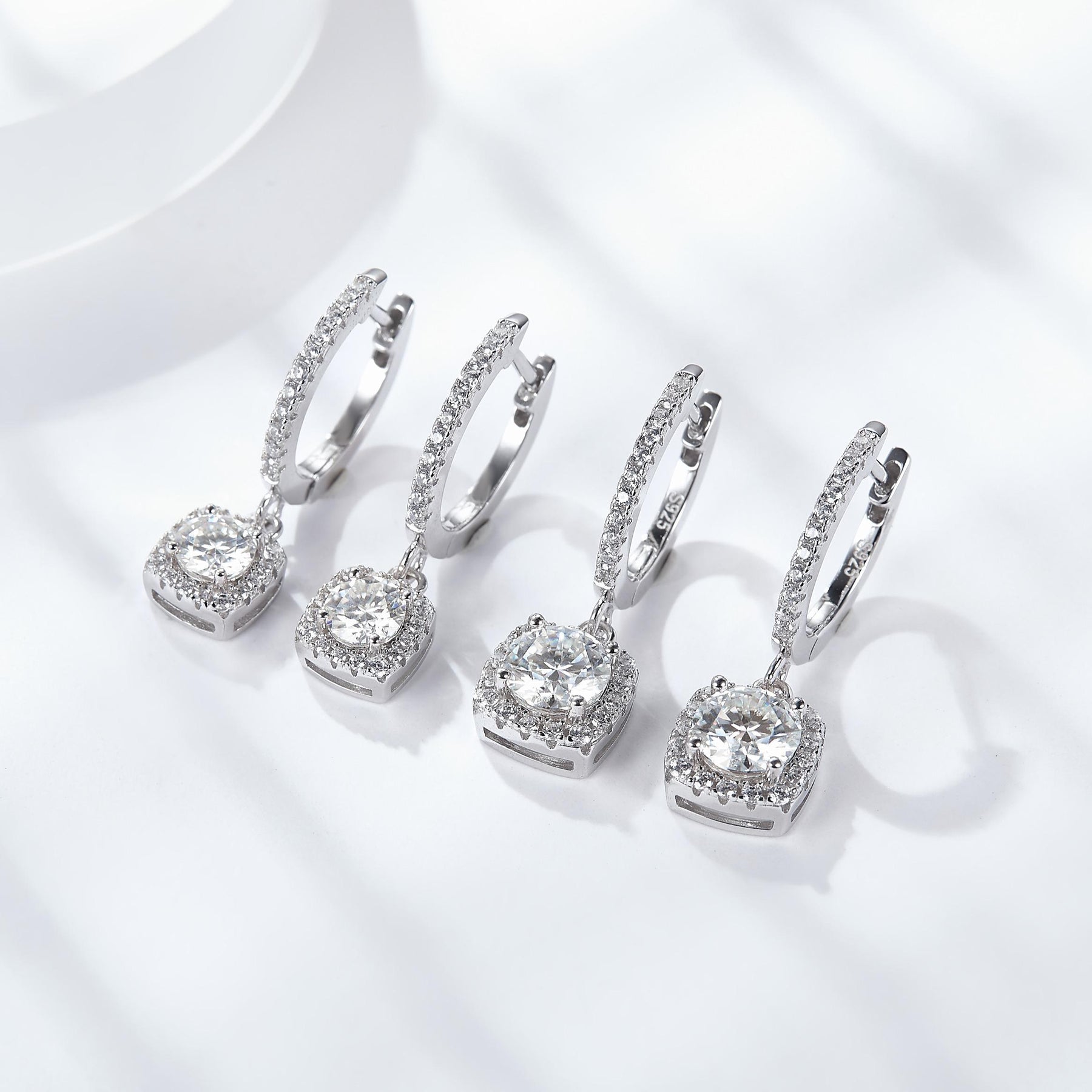 SH S925 Silver Moissanite Diamond Drop Earrings