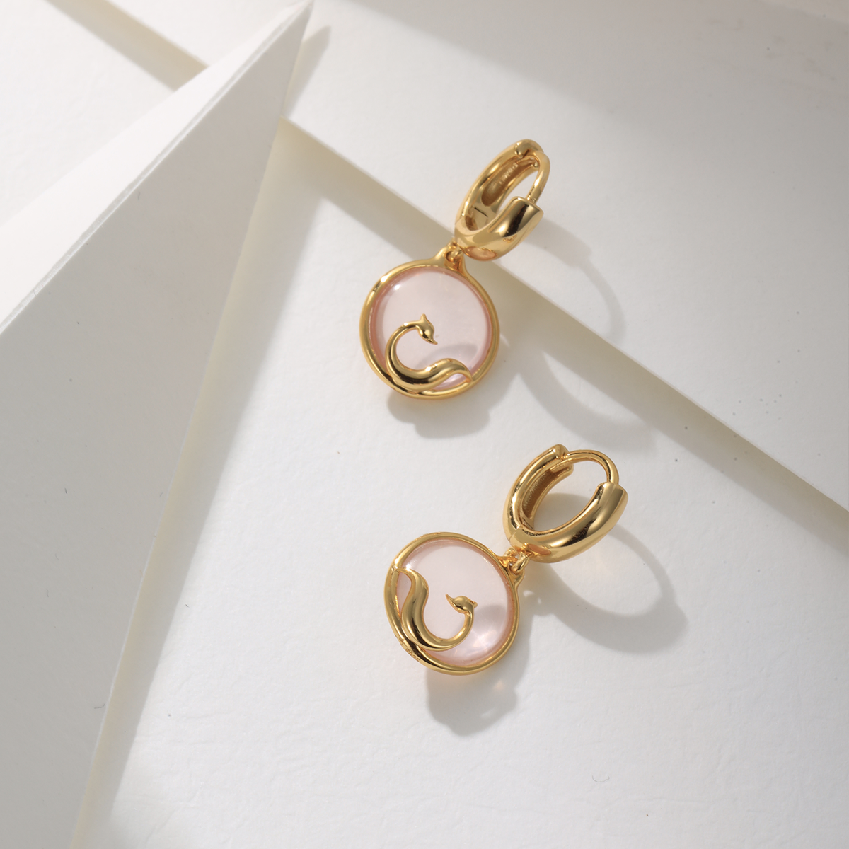 Rose Quartz Vive Hoops