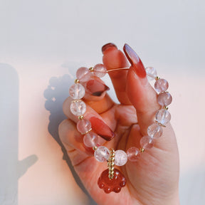 Strawberry Quartz Cat Paw Crystal Bracelet