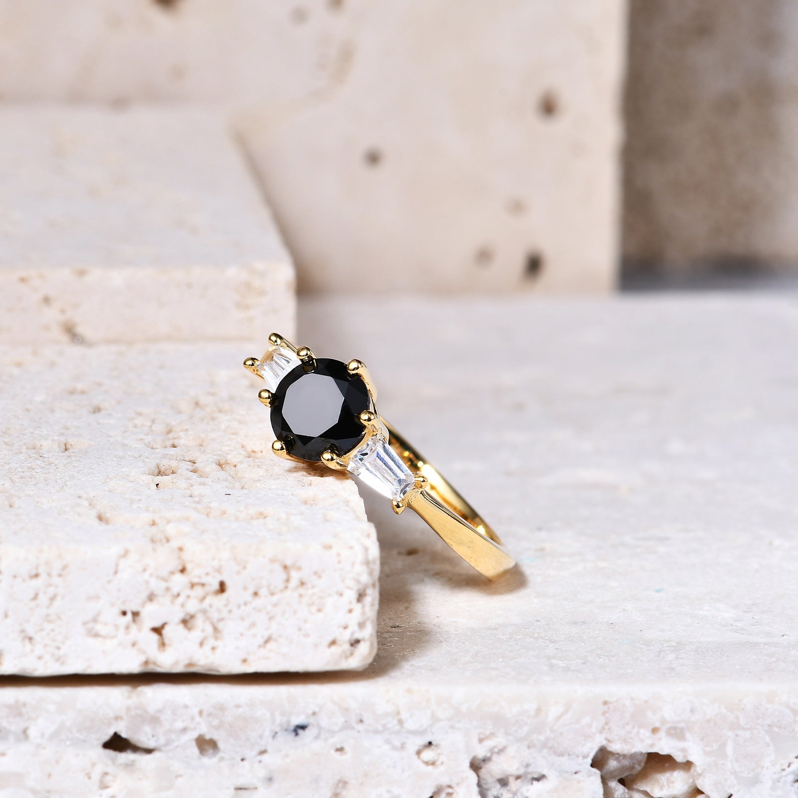 Sterling Silver Black Gemstone Ring