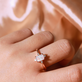 Rosy Moonstone Solitaire Ring