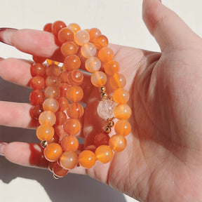 Orange Agate x Frosted Quartz Stacked Bracelet