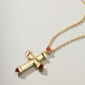 Garnet Cross Necklace