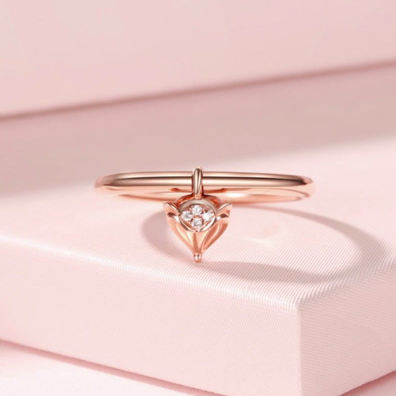 Custom-made 14K gold heart-shaped diamond ring (deposit gold)