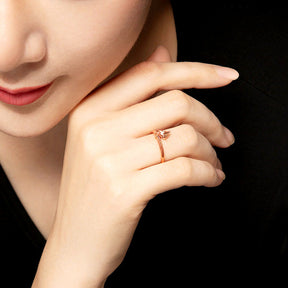 Custom-made 14K gold heart-shaped diamond ring (deposit gold)